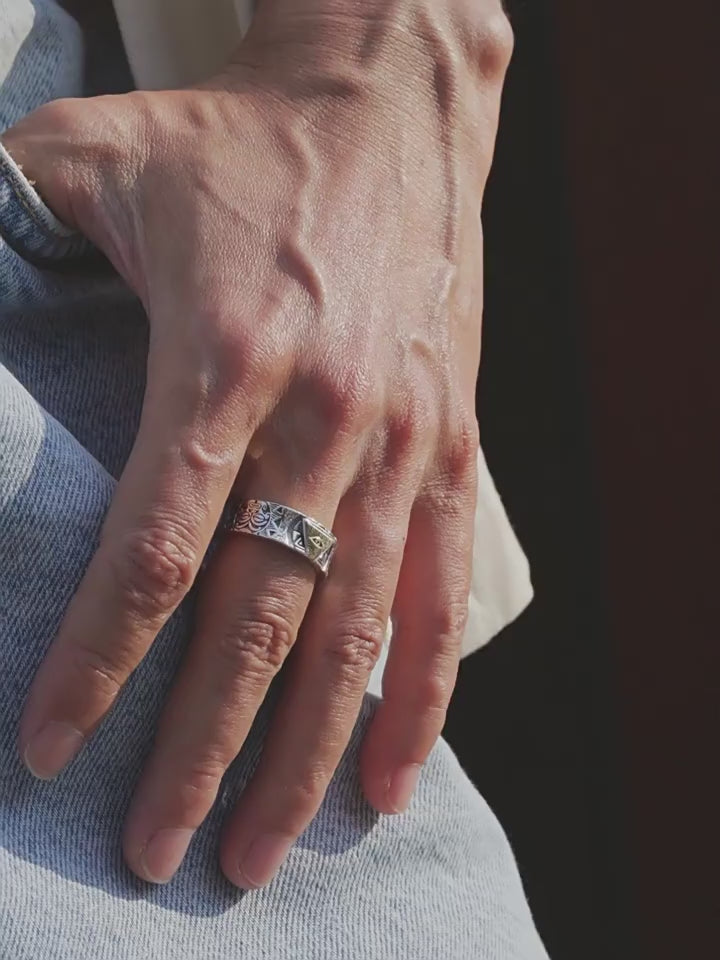 Bague Œil Turc Large pour Homme en Argent – Bloque l'Énergie Négative