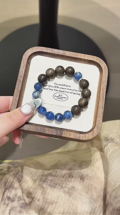 Kyanite & Agarwood Bracelet, Ideal Gift for Both Men and Women