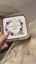 Amethyst & Clear Quartz Fox Bracelet - Boost Wisdom & Memory