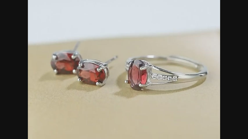 Natural Red Garnet Jewelry Set - Love & Protection