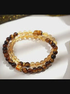Bracelet Citrine Naturelle et Œil de Tigre – Double Succès et Richesse