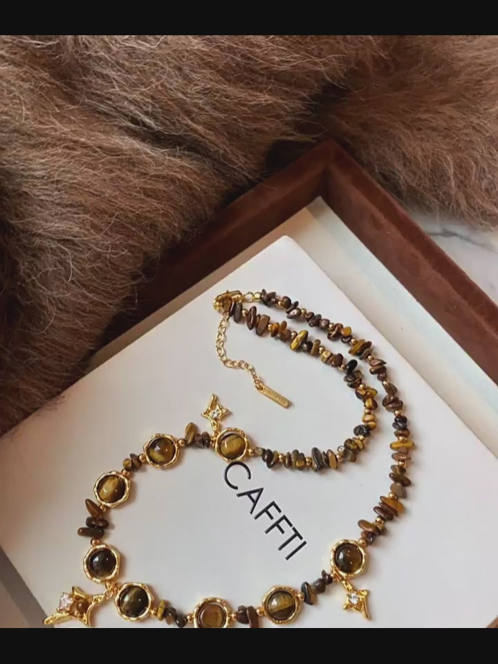 Natural Tiger Eye Stone Necklace - Steady Career Progress and Smooth Life