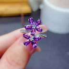 Bague Fleurs d'Améthyste Naturelle - Protection Discrète, Douce Sagesse