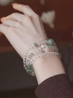 Natural Clear Quartz Green Bracelet - Clear-minded, Smooth Progress and Abundance