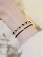 Cool Dark‑Tone Stacking Beaded Bracelets - Protection & Purification