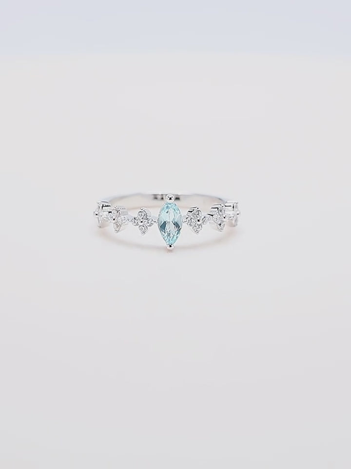 Bague Couronne Aigue-marine - Bijoux en Cristal de Pierres Précieuses Véritables pour Chakra