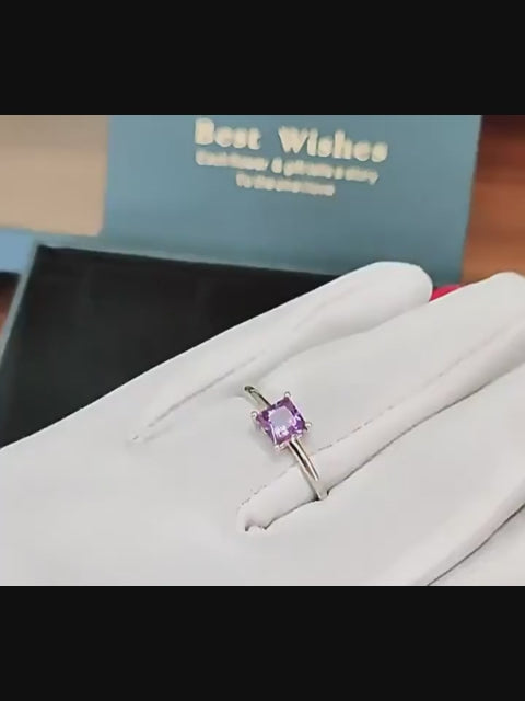 Élégante bague princesse en améthyste naturelle