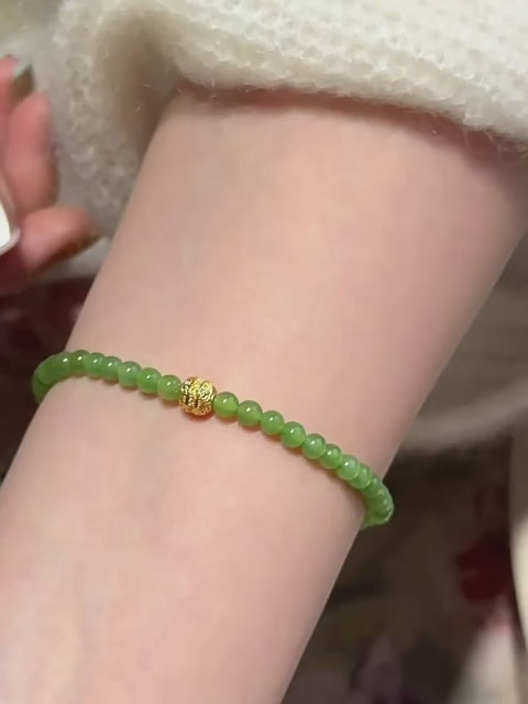 Bracelet en jade Hetian naturel Lotus Éclat Pur
