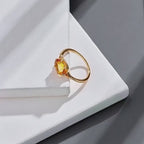 Bague délicate en citrine naturelle plaqué or 14 carats