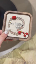 Clear Quartz & Cinnabar Barrel‑Bead Bracelet - Purify Aura