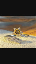 Bague enveloppante Soleil Étoile en Citrine Naturelle