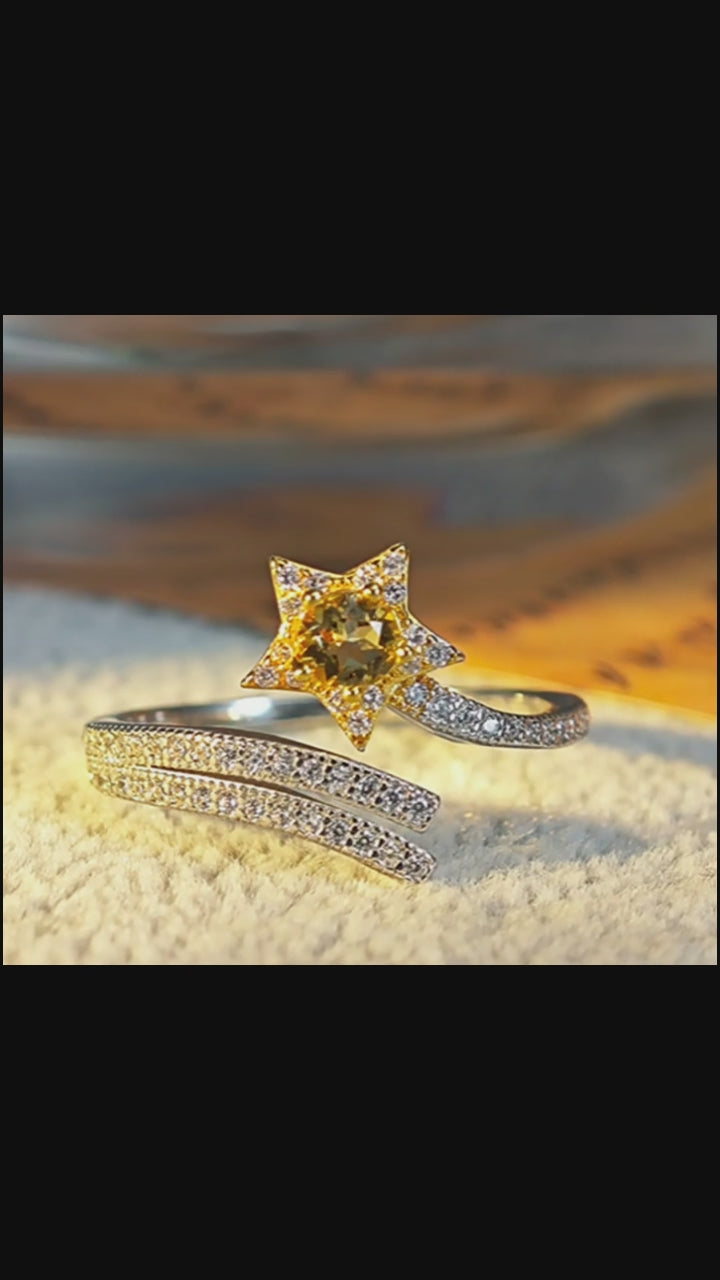 Bague enveloppante Soleil Étoile en Citrine Naturelle