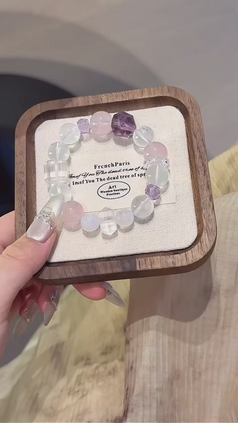 Rose Quartz & Clear Quartz Double‑Point Bracelet - Deepen Emotional Bonds