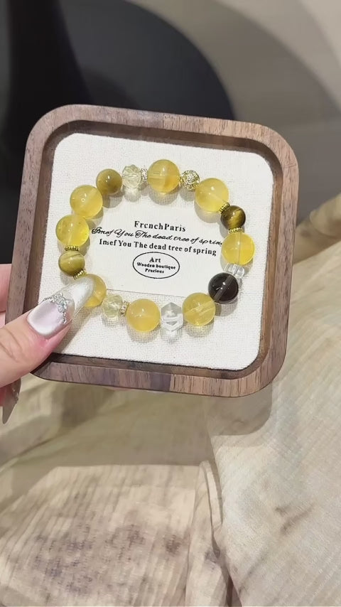 Yellow Fluorite & Tiger's Eye Bracelet, Good Fortune Accessory