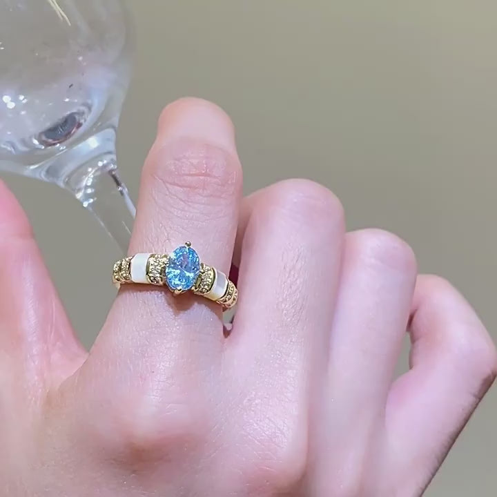 Bague Aigue-Marine Naturelle Rêveuse - Esprit Calme