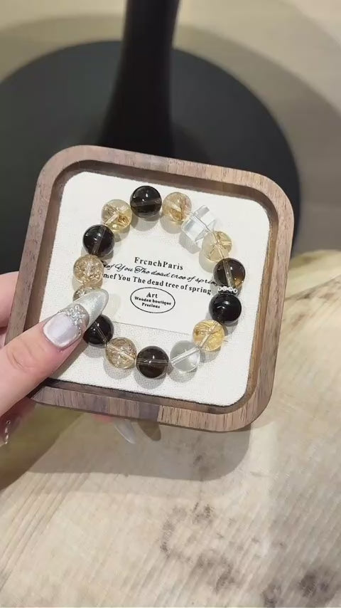 Clear Quartz & Smoky Quartz Bracelet - Peace & Well‑being