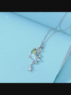 Endless Starry Night S999 Necklace - Moon Star Amulet for Good Luck