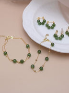 Star‑Scattered Hetian Jade Necklace & Bracelet Set, Blessing Gift for Women