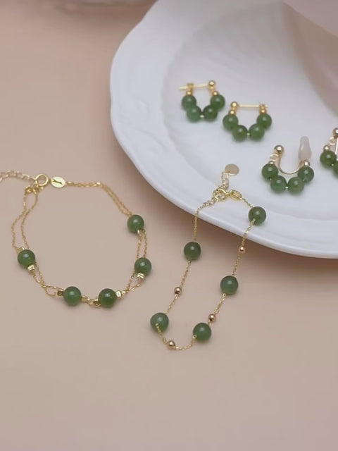 Bracelet en jade Hetian naturel Lotus Éclat Pur