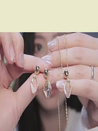 Natural Clear Quartz Gold Necklace & Earrings - Balance Your Energy