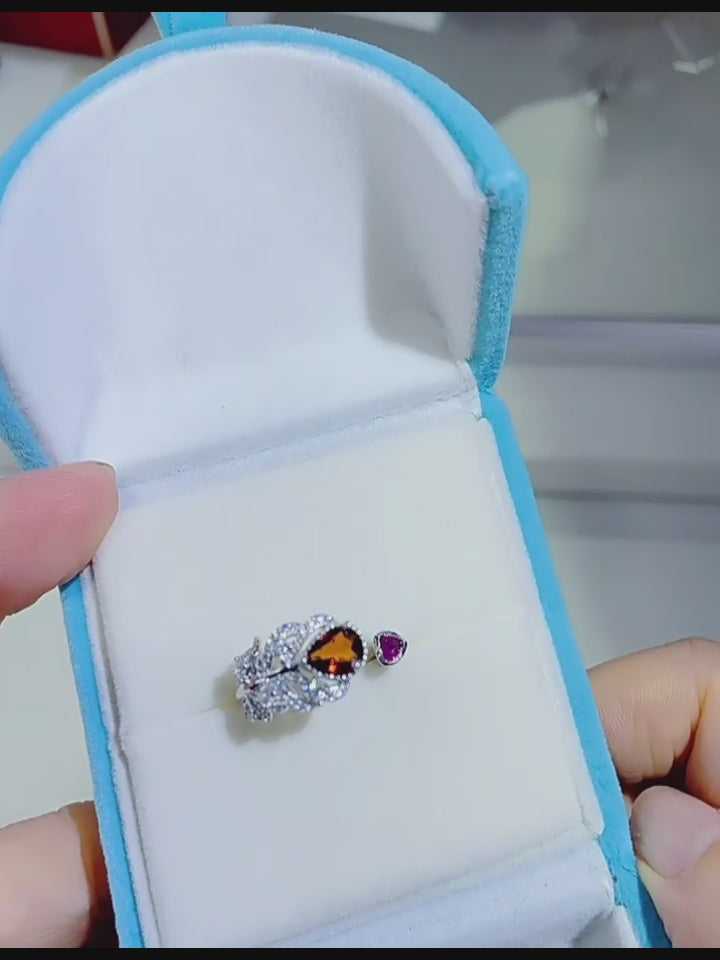 Bague en Citrine Naturelle Plume de Phénix - Attire la Richesse, Gardien de Fortune