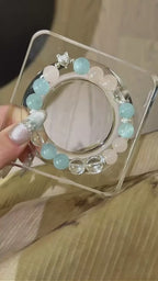 Rose Quartz‑Aquamarine‑Clear Quartz Bracelet - Smooth Social Interactions
