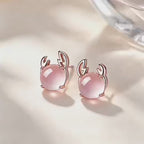 Zodicalm Natural Rose Quartz S999 18K Rose Gold Plating Blessing Earrings