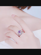 Bague Cœur Couronne Améthyste Naturelle - Laissez le Calme Attirer la Chance