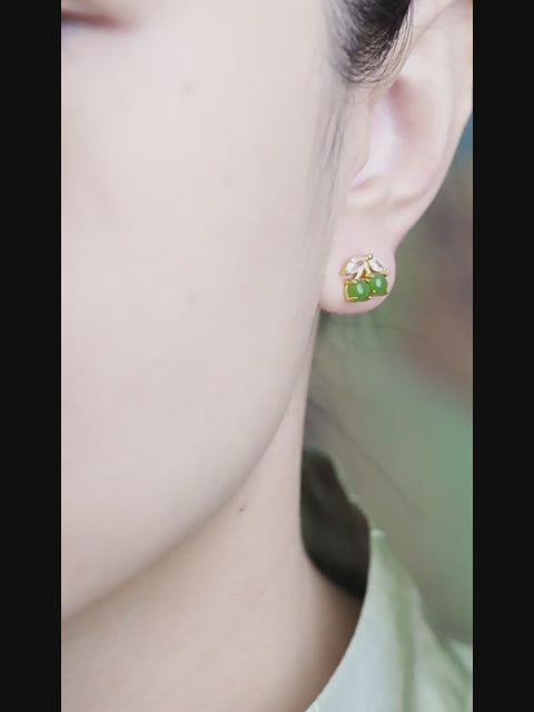 Boucles d'oreilles en jade Hetian naturel Pristine Courage