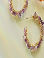 Natural Amethyst & Pearl Necklace/Earrings Jewelry Set - Gentle Emotional Healing