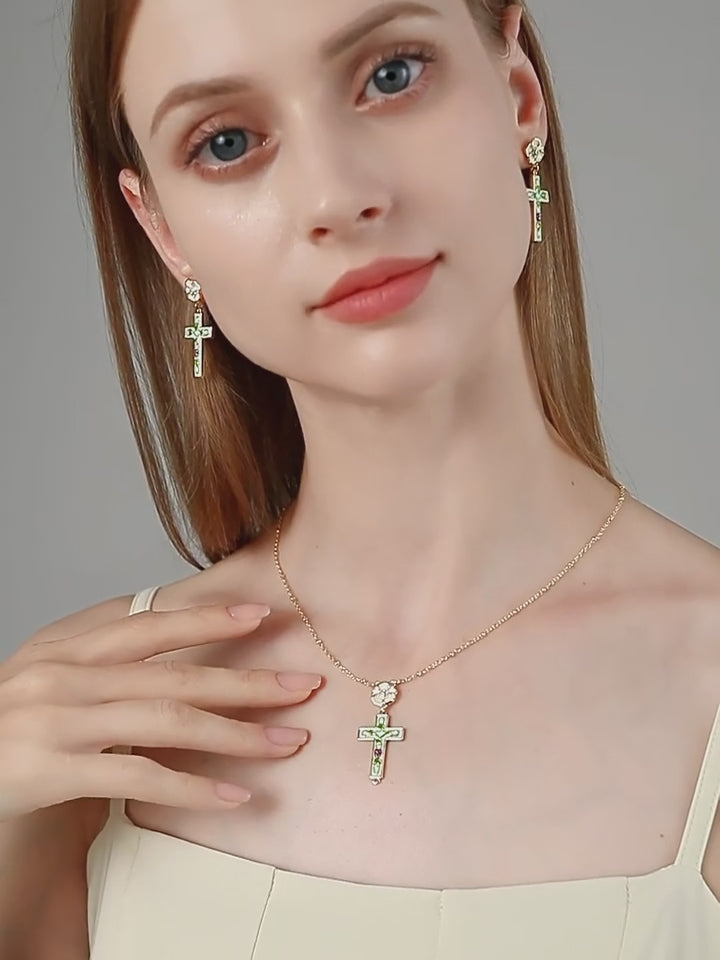 Cross Necklace/Earrings/Ring Jewelry Set - Symbolizes Faith
