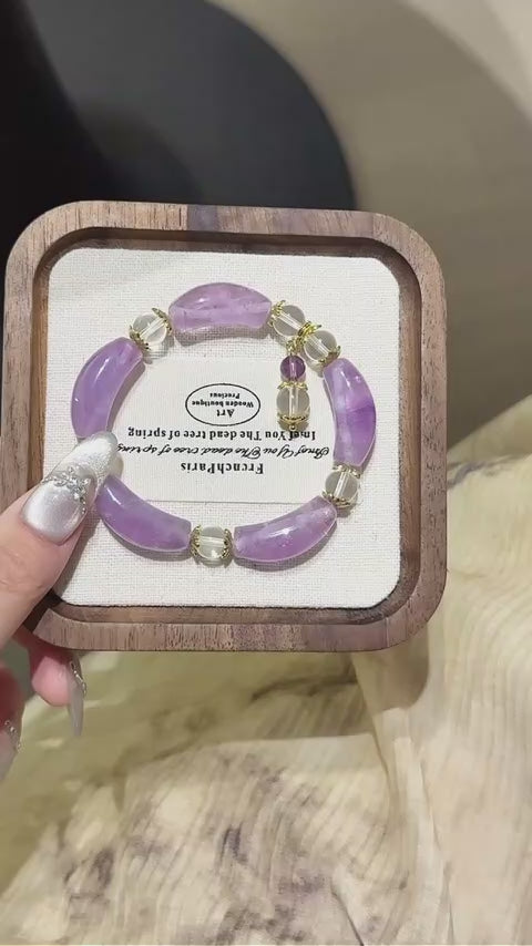 Amethyst Curved Tube Bracelet-Attract Noble Mentors