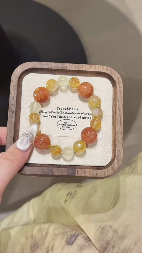 Phantom & Yellow Tourmalinated Quartz Bracelet - Positive Optimism