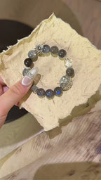Labradorite Silver Obsidian & Clear Crystal Bracelet - Purify Energy Field