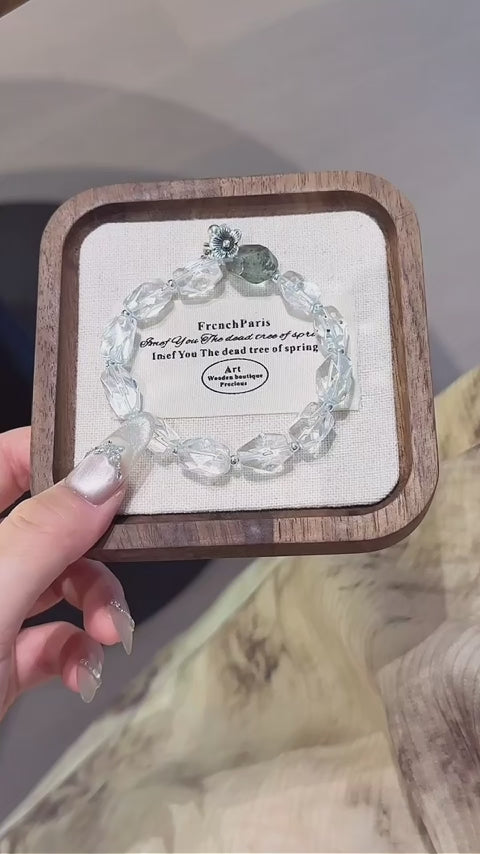 Clear Quartz & Green Phantom Quartz Free‑Form Bracelet-Clear Thinking