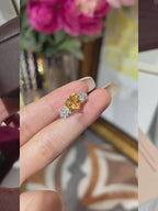 Bague en cristal naturel de citrine Cœur Ensoleillé – Lumière dorée, chance durable