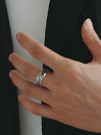Bague large Œil porte-bonheur – Pierre obsidienne miroir argentée pour la protection spirituelle