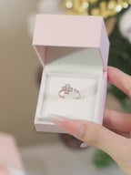 Bague Cœur Trèfle à quatre feuilles en Or Rose — Chanceux de t'avoir rencontrée, mon Seul et Unique Amour