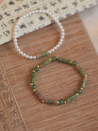 Unakite & Pearl Stackable Bracelet - Gentle Restorative Vibes