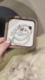 Clear Quartz & Kunzite Double‑Loop Bracelet-Elegant Protection