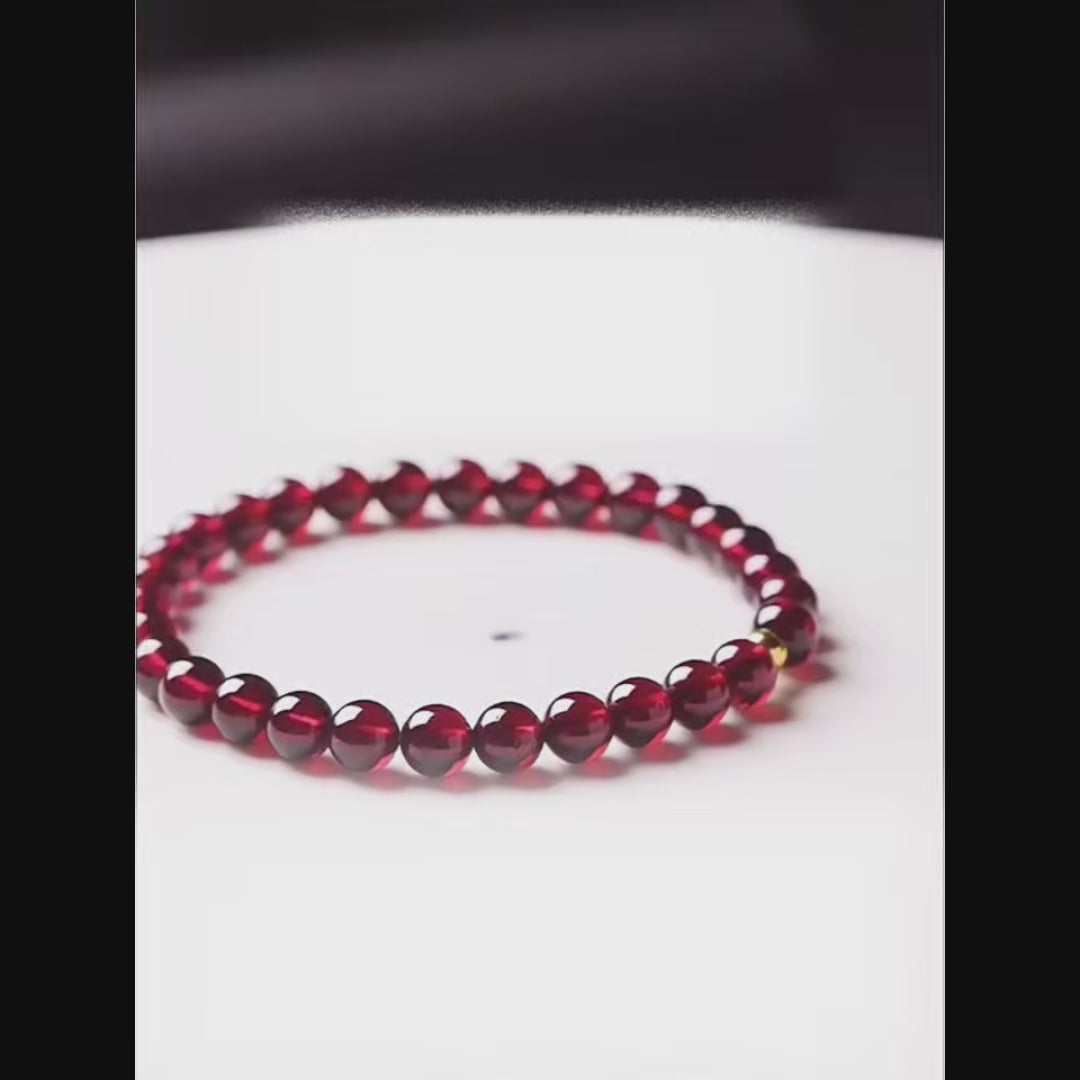 Natural Garnet Minimal Beaded Bracelet - Vitality & Abundance