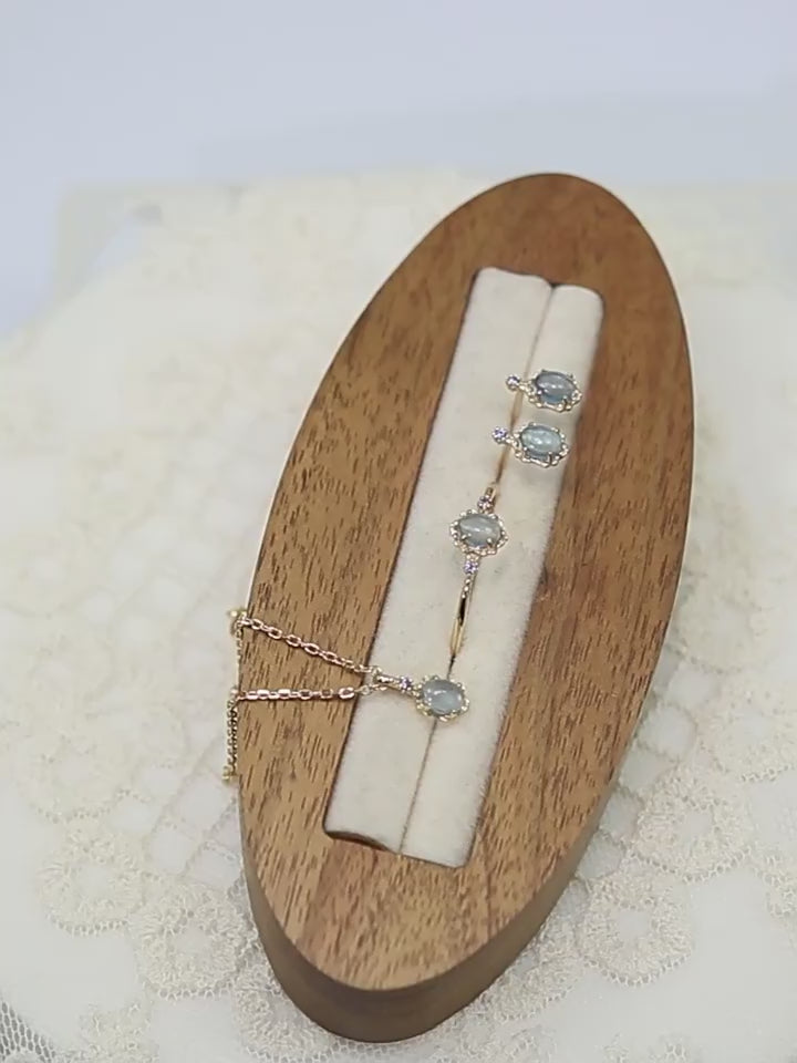 Oval Natural Aquamarine 3‑Piece Set - Courage & Peace