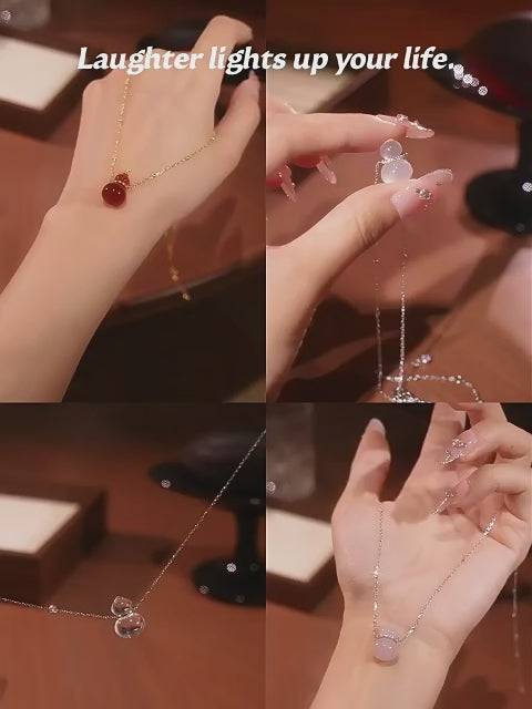 Collier Fortune Gourde en Quartz Clair