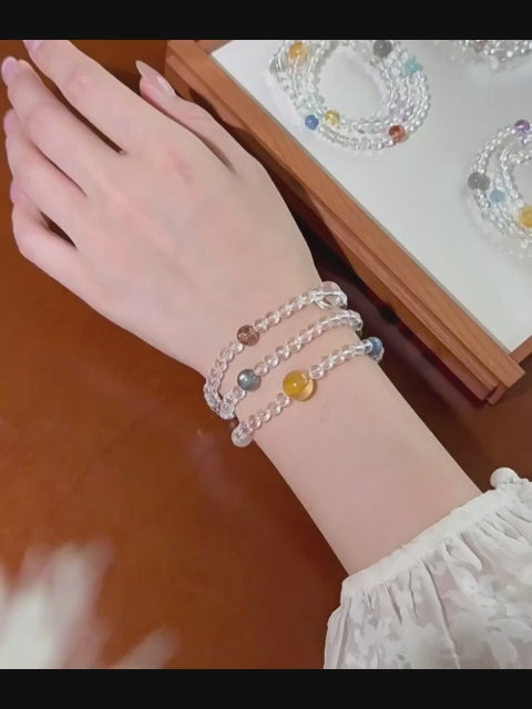 Clear Quartz & Multi-Stones Bracelet – Purify Mind, Open Path, Attract Luck
