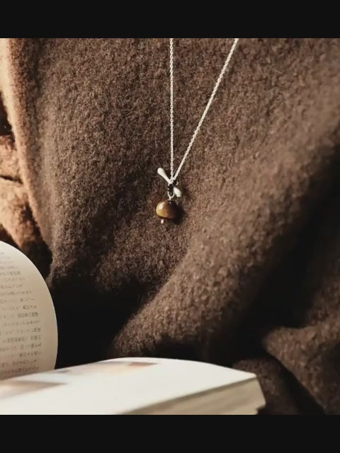 Natural Tiger Eye Stone Floating Planet Necklace - Steady Career & Prosperous Life