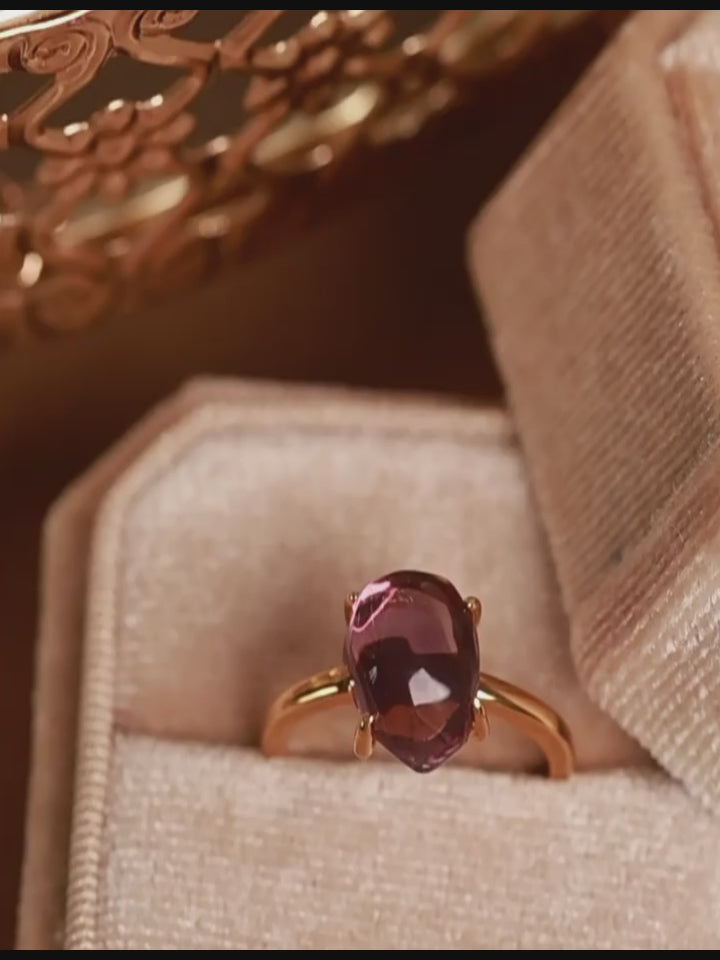 Bague en améthyste naturelle irrégulière – Calme l'esprit, approfondit l'intuition, attire la paix