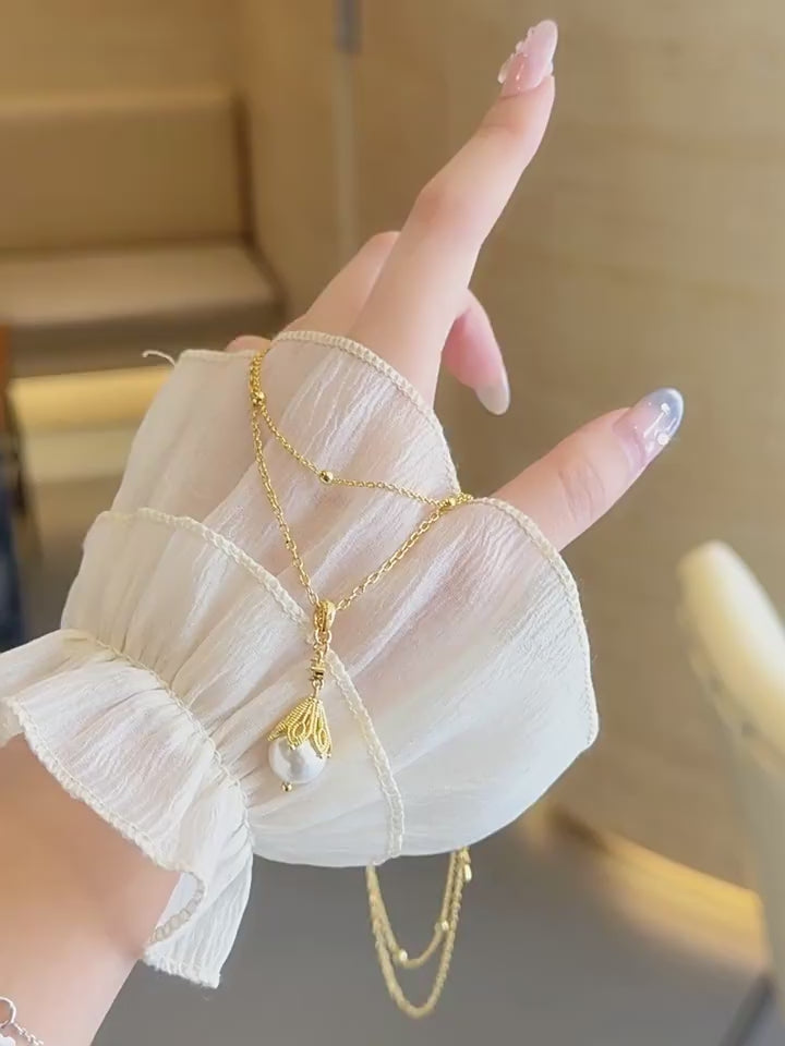Vintage Gold‑Tone Teardrop Pearl Jewelry Set - Serenity of Mind