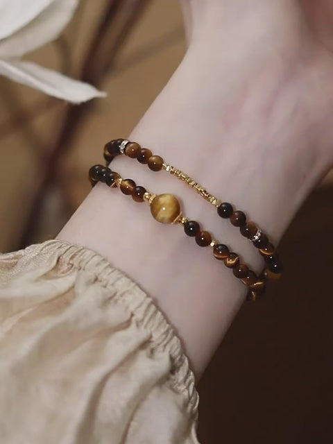 Natural Tiger Eye Double Layer Bracelet - Fortune-Attracting & Luck-Boosting