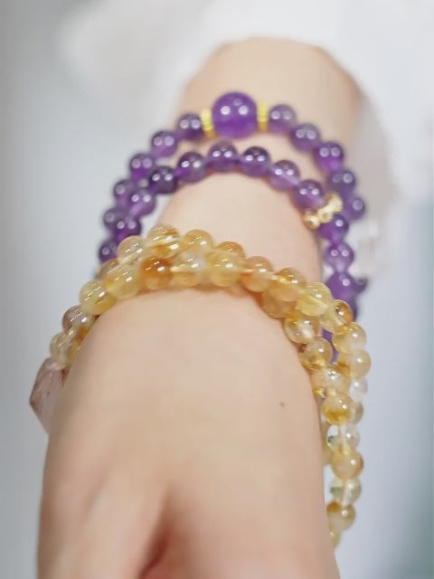 Citrine & Amethyst Double-Layer Bracelet - Good Fortune Worn on Your Wrist