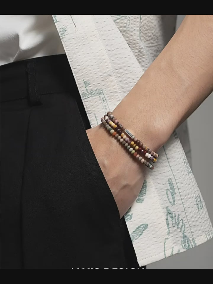 Multicolor Natural Gemstone Beaded Bracelet - Sharpen Insight Inspire Bravery